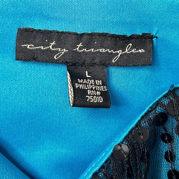 NEW City Triangles Mini Dress L Vintage Y2K Sequins Whimsigoth Party - Picture 10 of 11